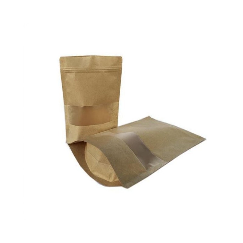 Σακουλάκι Τροφίμων Doypack Ziplock Kraft με Παράθυρο 11x6x15+3cm 100gr 100τμχ