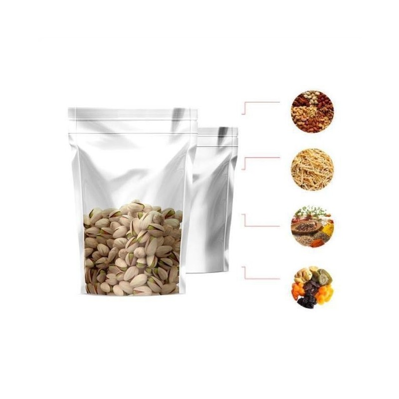 Σακουλάκι Τροφίμων Doypack Ziplock Διαφανές Μεταλιζέ 20×30+6cm 1000gr 100