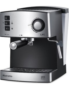 Life Ristretto 221-0382 Μηχανή Espresso 850W Πίεσης 20bar Ασημί