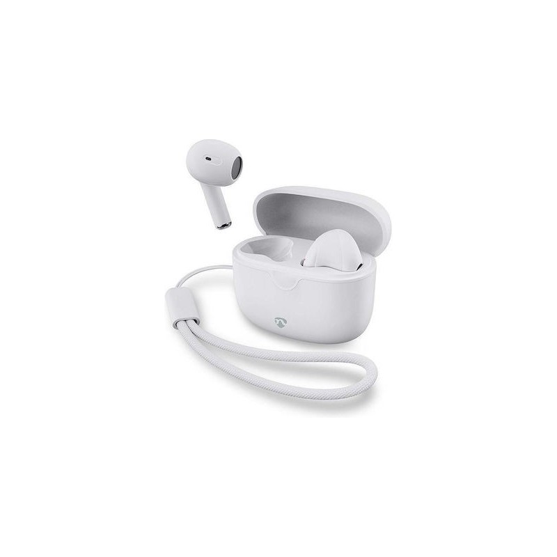 Nedis HPBT2400WT Earbud Bluetooth Handsfree Ακουστικά με Θήκη Φόρτισης Λευκά