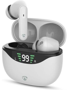 Nedis HPBT2450WT In-ear Bluetooth Handsfree Ακουστικά με Θήκη Φόρτισης Λευκά