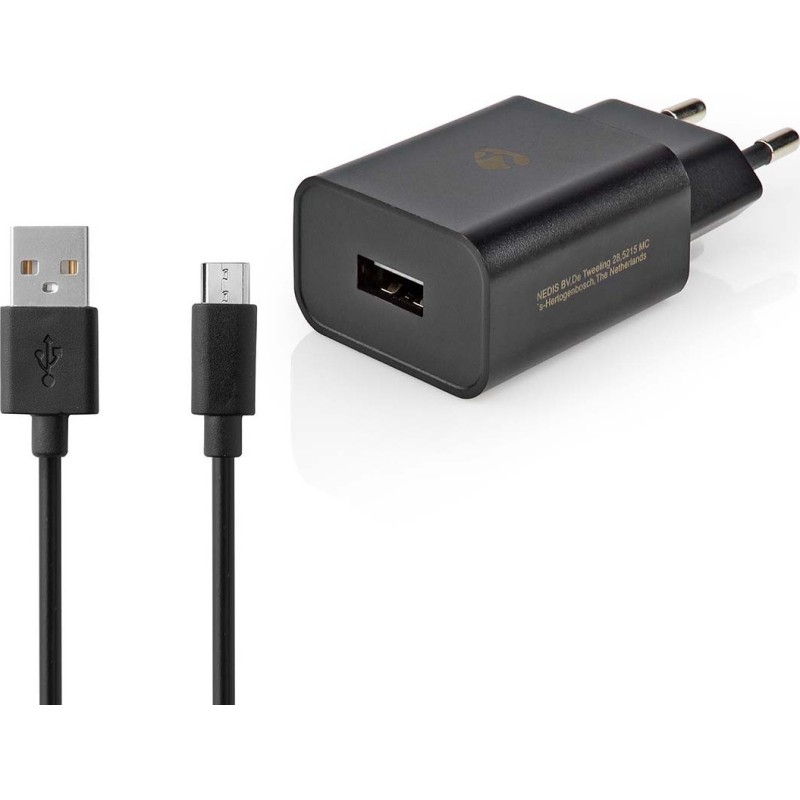 Nedis Φορτιστής με Θύρα USB-A και Καλώδιο micro USB 10.50W Μαύρος (WCHAM213A)