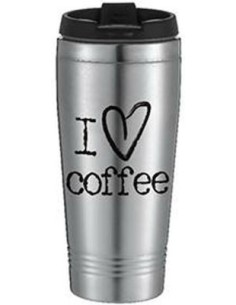 Sidirela Ποτήρι Θερμός "I Love Coffee" Ασημί 450ml