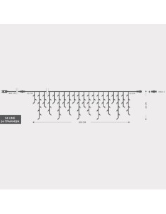 ΒΡΟΧΗ, 144 LED 3mm, 36V ΜΕΤΑΣΧΗΜΑΤΙΣΤΗ, 8 ΠΡΟΓΡΑΜΜΑΤΑ & ΜΝΗΜΗ, 4 ΕΠΕΚΤΑΣΕΙΣ ΩΣ 3 ΣΕΤ, ΔΙΑΦΑΝΟ PVC ΚΑΛΩΔΙΟ, ΘΕΡΜΟ LED, 300x60cm (