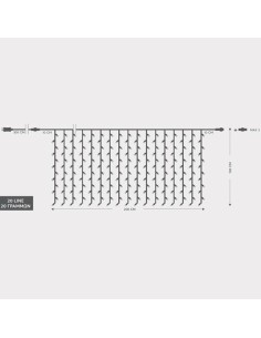 ΚΟΥΡΤΙΝΑ, 240 LED 3mm, 31V, ΕΠΕΚΤΑΣΗ ΩΣ 3, ΜΕ ΜΕΤΑΣΧΗΜΑΤΙΣΤΗ, ΠΡΟΕΚΤΑΣΗ ΠΑΡΟΧΗΣ 300cm, ΔΙΑΦΑΝΟ ΚΑΛΩΔΙΟ, ΛΕΥΚΟ LED, 200x100cm,ΙΡ4