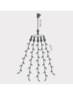 ΧΤΑΠΟΔΙ, 175 LED 3mm, 31V, 5 ΓΡΑΜΜΕΣ, ΜΕ ΜΕΤΑΣΧΗΜΑΤΙΣΤΗ, ΠΡΟΕΚΤΑΣΗ ΠΑΡΟΧΗΣ 300cm, ΠΡΑΣΙΝΟ ΚΑΛΩΔΙΟ, ΛΕΥΚΟ LED ΑΝΑ 10cm, ΙΡ44