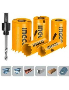 Ingco Σετ Ποτηροπρίονα HSS με Διάμετρο από 19mm έως 35mm για Ξύλο, Μέταλλο και Πλαστικό